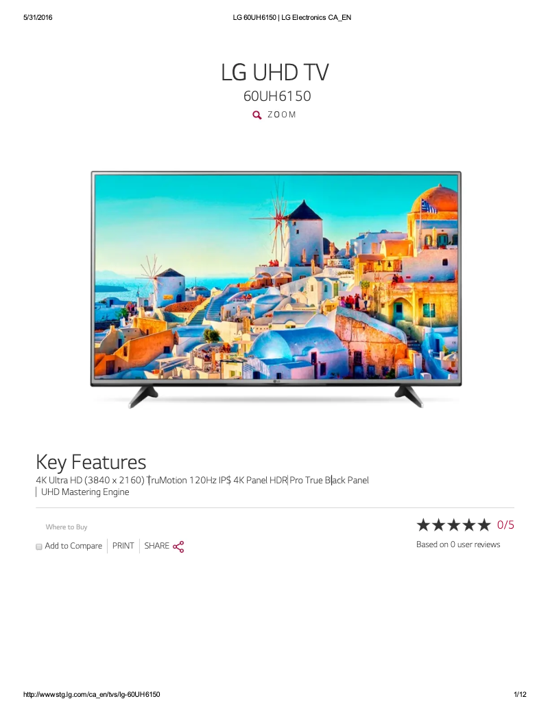 Image de la première page du manuel de l'appareil 60UH6150