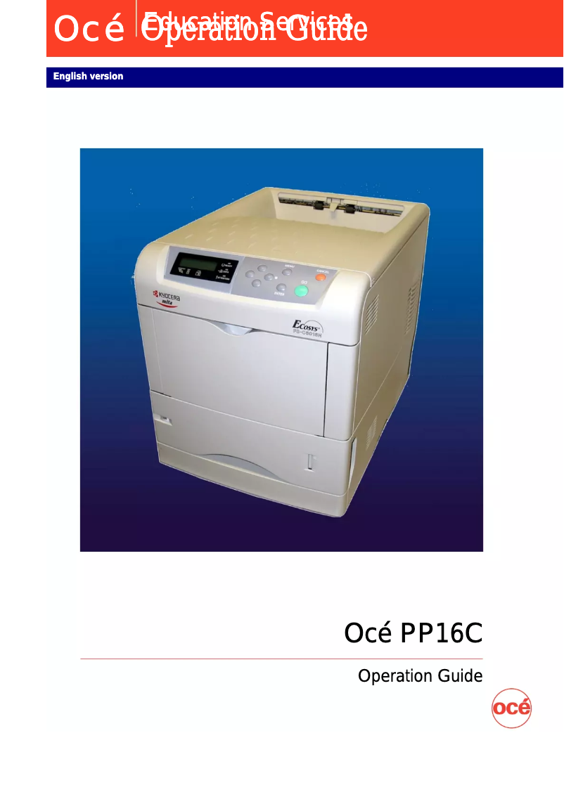 Page n°1 - Manuel utilisateur Océ PP16C