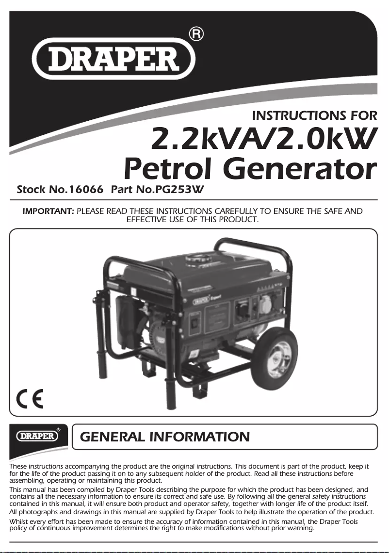 Page 1 de la notice Manuel utilisateur Draper PG253W
