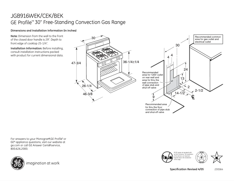 Imagen de la primera página del manual del dispositivo Profile JGB916BEKBB