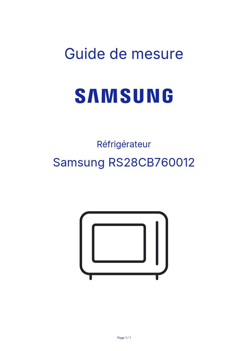 Page n°1 - Guide de mesure Samsung RS28CB760012