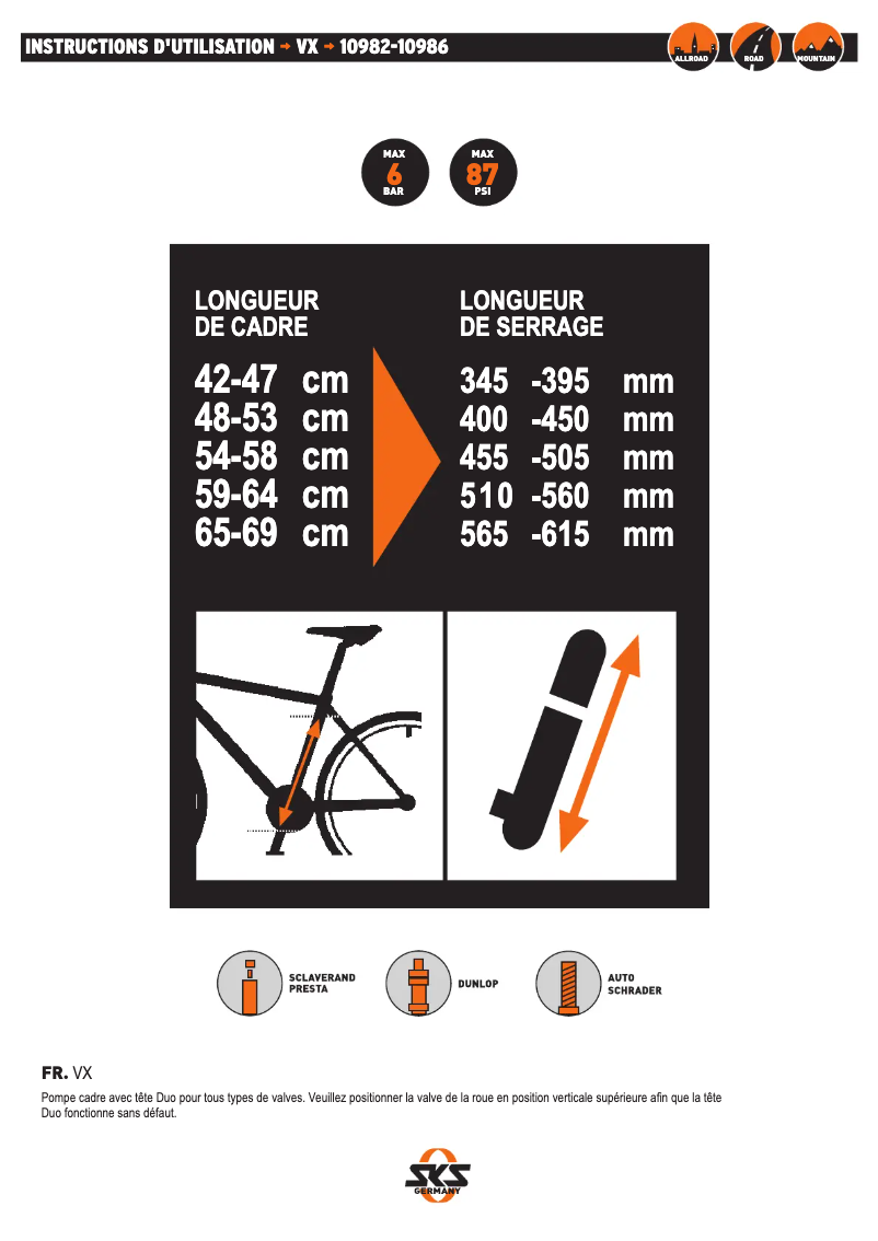 Page 1 de la notice Manuel utilisateur SKS VX