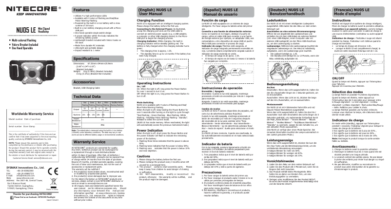 Image de la première page du manuel de l'appareil NU05 LE