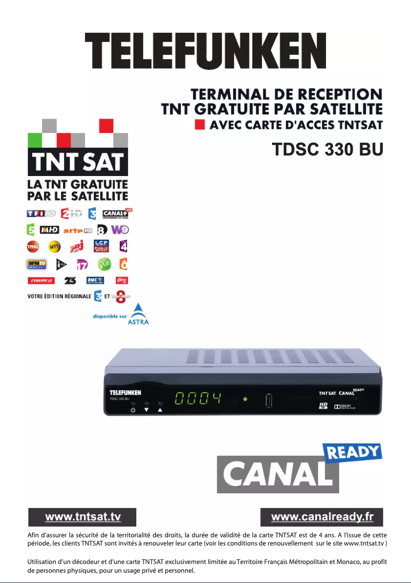 Page 1 de la notice Manuel utilisateur Telefunken TDSC 330 BU