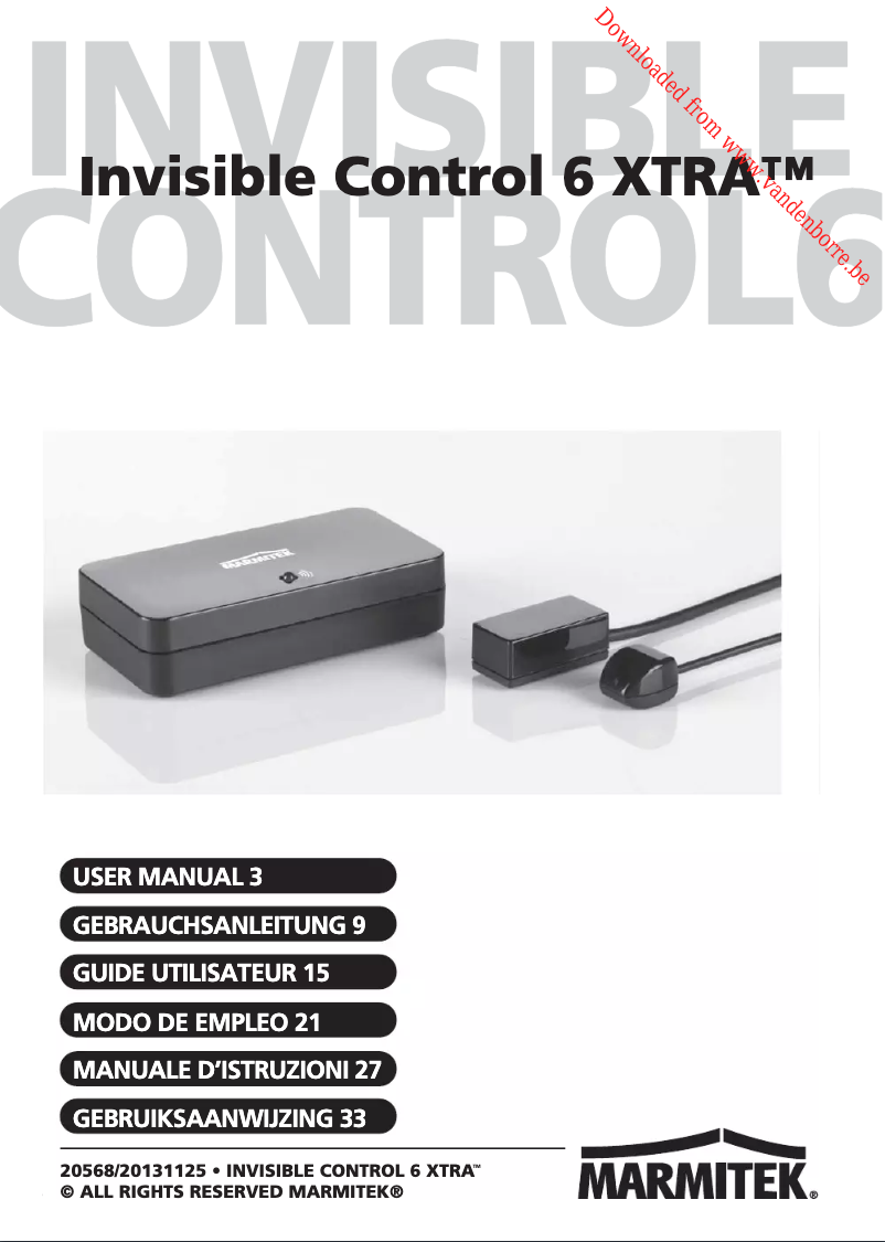 Page n°1 - Manuel utilisateur Marmitek Invisible Control 6XTRA