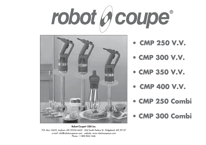 Page n°1 - Manuel utilisateur Robot Coupe CMP 250 V.V.