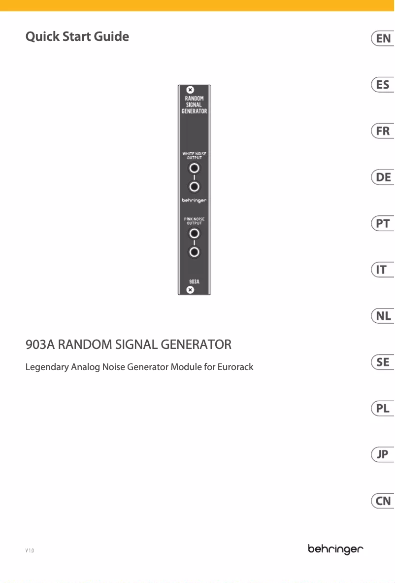 Page 1 de la notice Guide de démarrage rapide Behringer System 55 903A Random Signal Generator