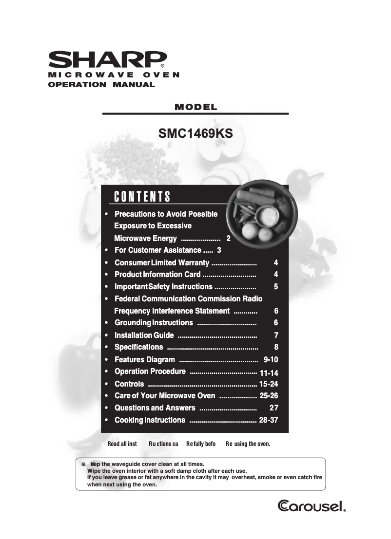 Page n°1 - Manuel utilisateur Sharp SMC1469KS