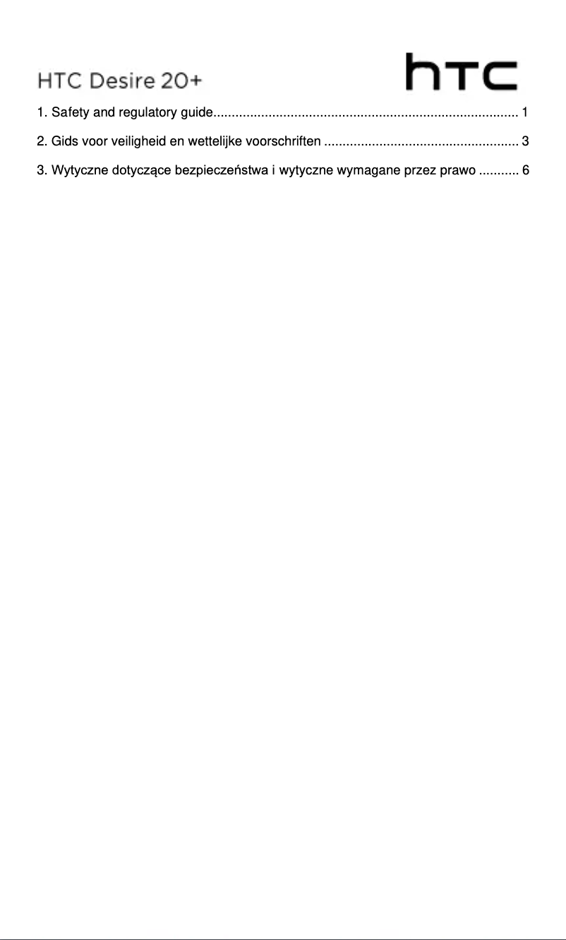 Page 1 de la notice Instructions de sécurité HTC Desire 20+