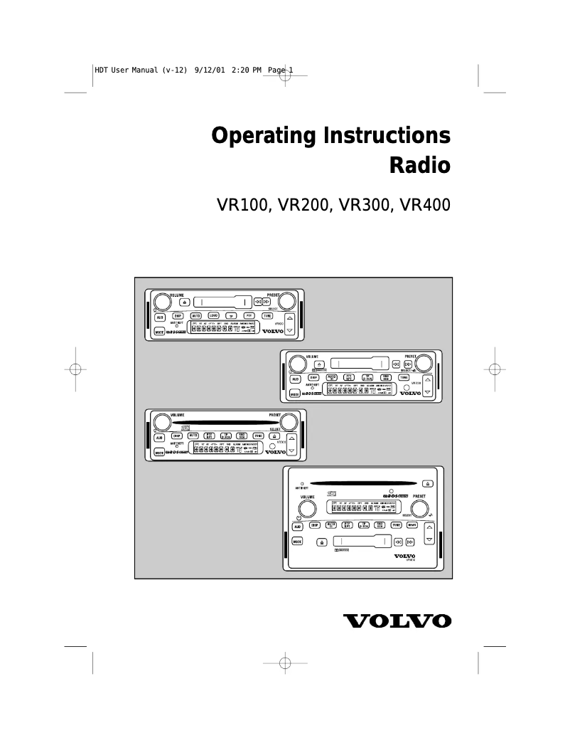 Page 1 de la notice Manuel utilisateur Volvo VR100