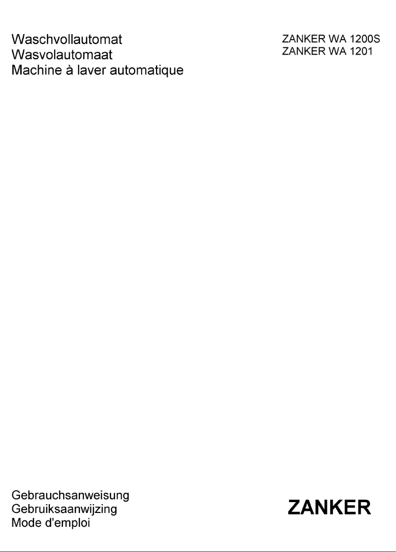 Page 1 de la notice Manuel utilisateur Zanker WA 1200S