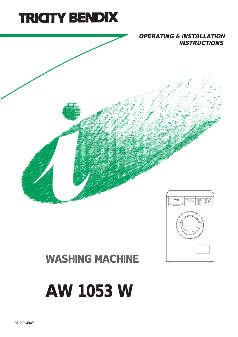 Page n°1 - Manuel utilisateur Tricity Bendix AW 1053 W
