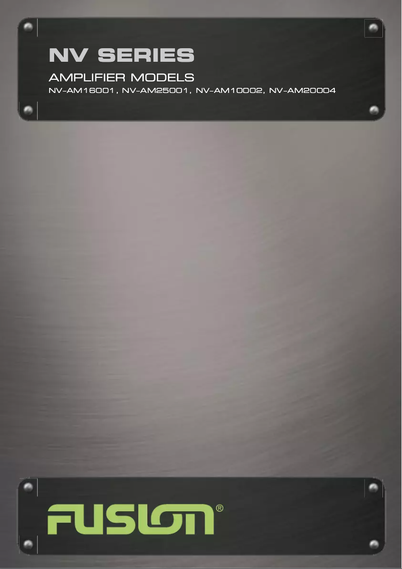 Page n°1 - Manuel utilisateur Fusion NV-AM16001