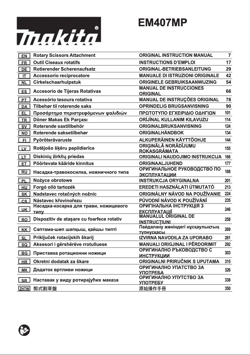 Page 1 de la notice Manuel utilisateur Makita EM407MP