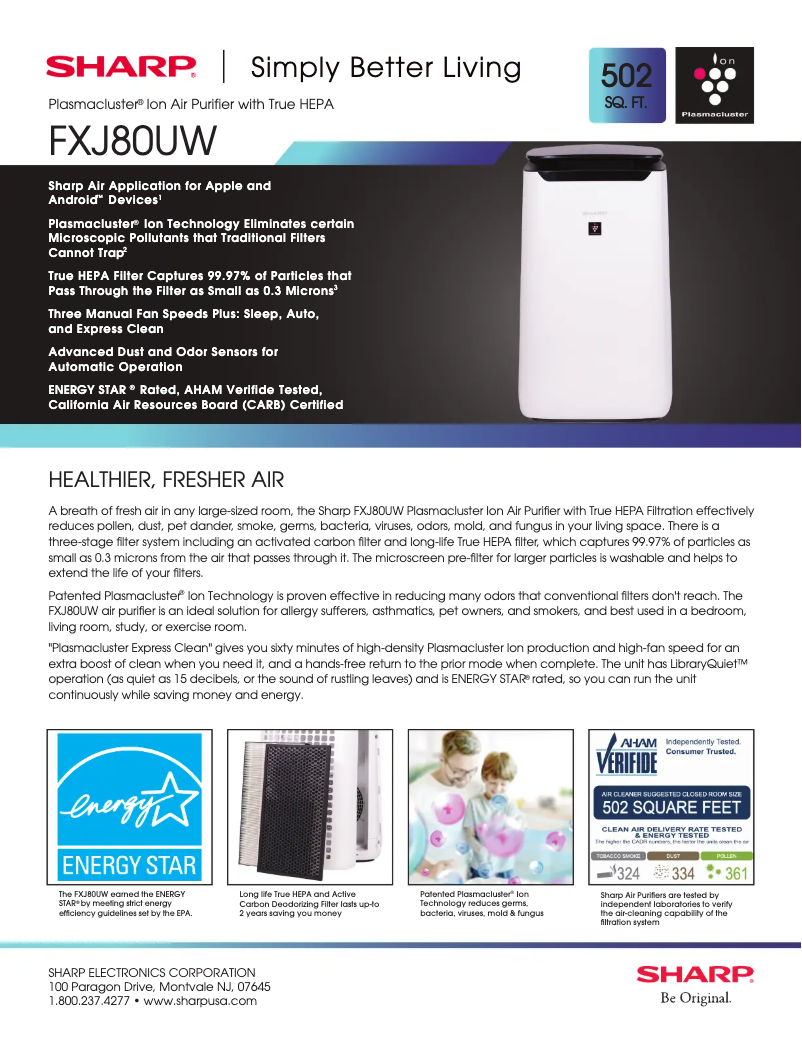 Page n°1 - Fiche technique Sharp FX-J80U