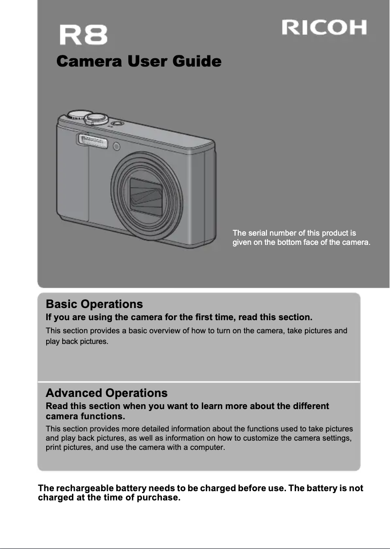 Page n°1 - Manuel utilisateur Ricoh R8