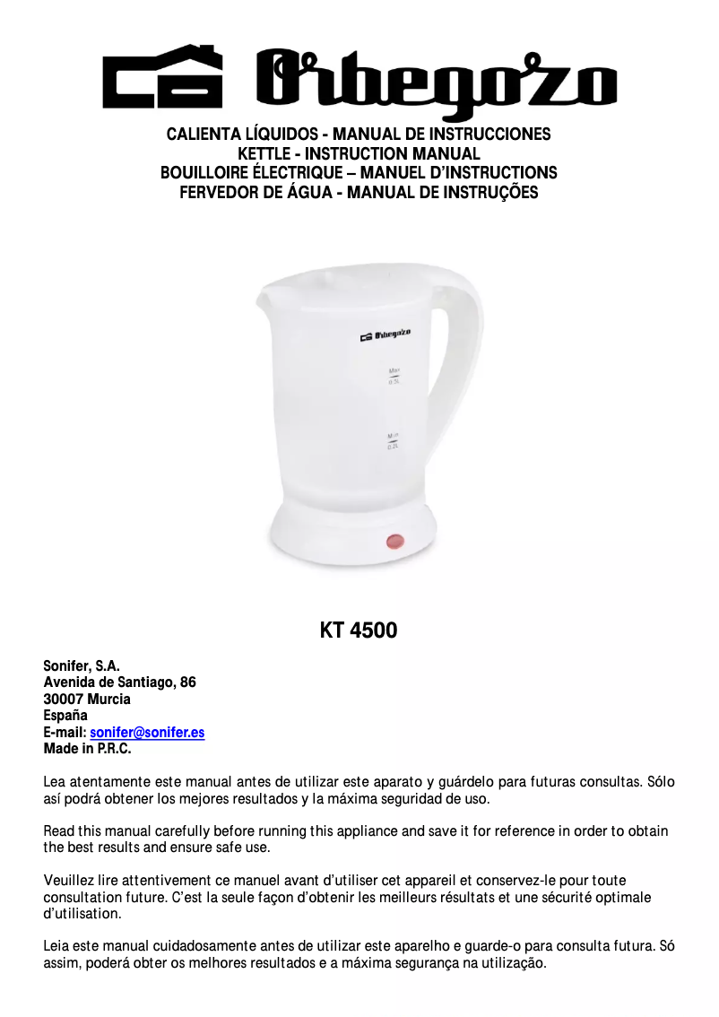 Image de la première page du manuel de l'appareil KT 4500