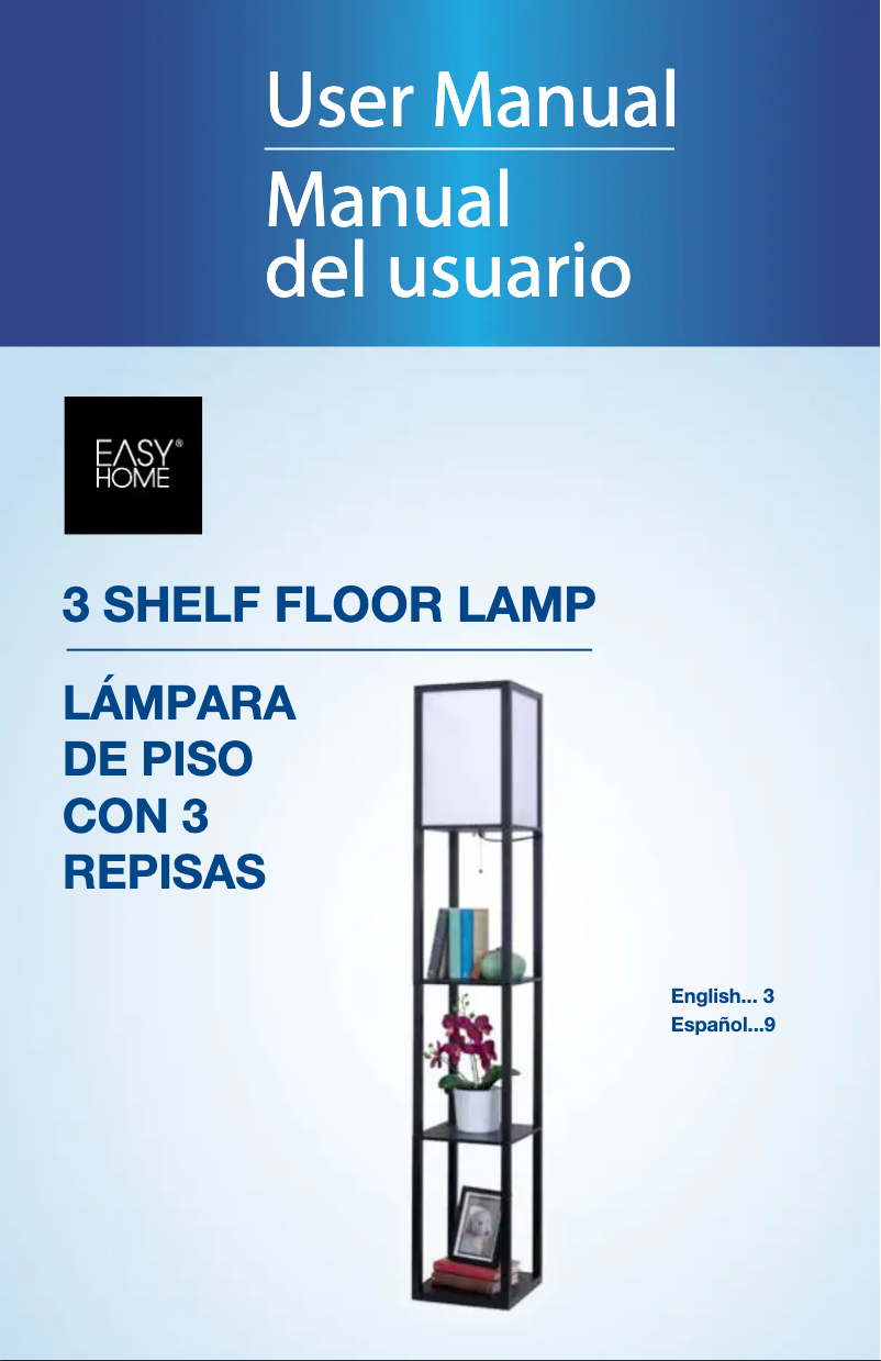Page 1 de la notice Manuel utilisateur Easy Home 3 Shelf Floor Lamp 51032
