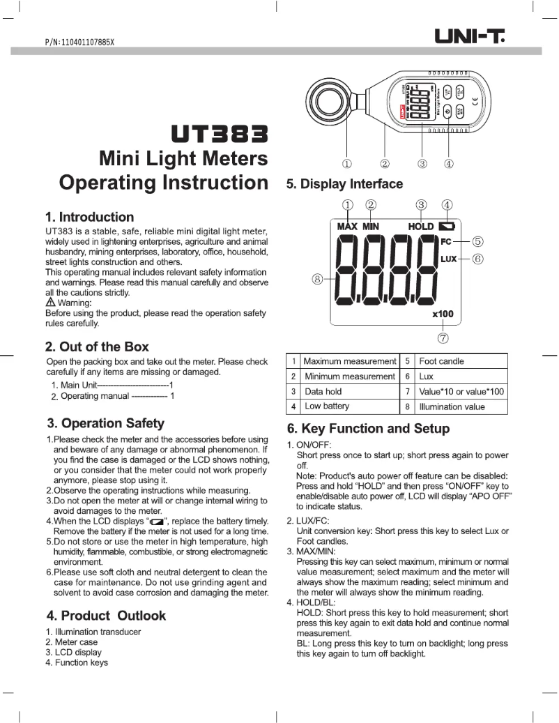 Página 1 del manual Manual de usuario Uni-T UT383