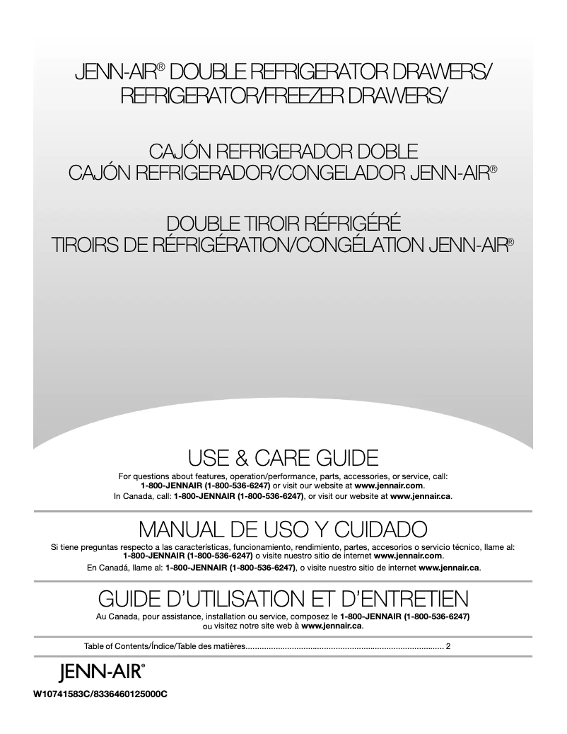 Page 1 de la notice Manuel utilisateur JennAir JUD24FCECX