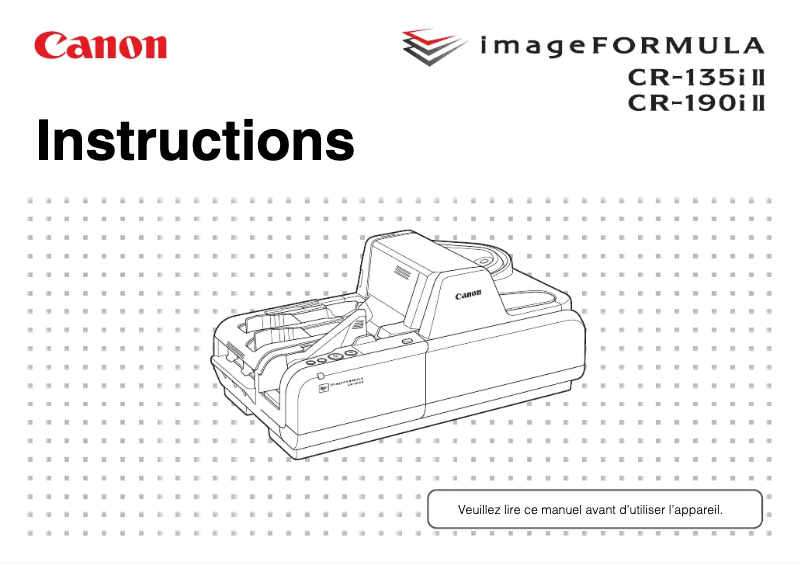 Page 1 de la notice Manuel utilisateur Canon imageFORMULA CR-135i II