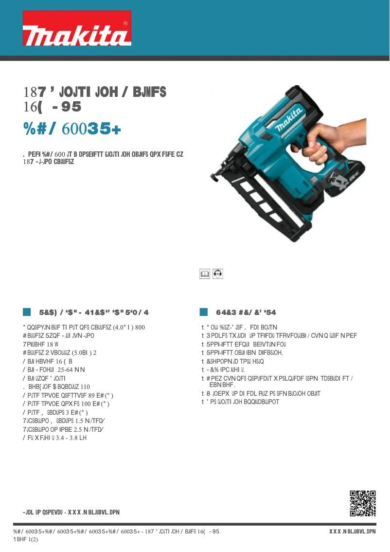 Page 1 de la notice Fiche technique Makita DBN600