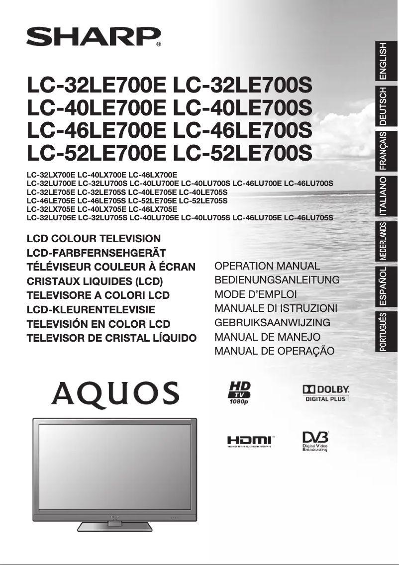 Page n°1 - Manuel utilisateur Sharp LC-46LE705E
