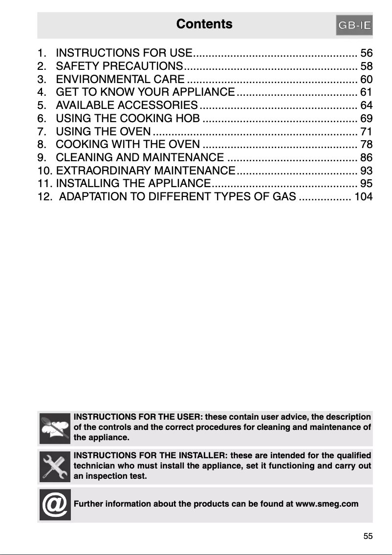 Page n°1 - Manuel utilisateur Smeg A4-8
