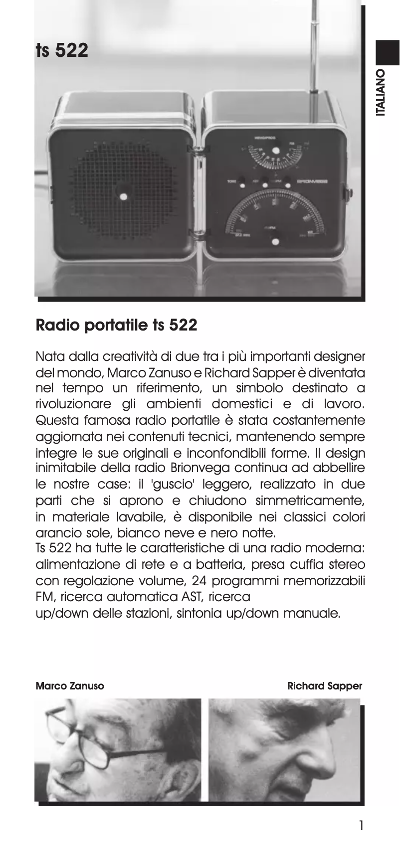 Página 1 del manual Manual de usuario Brionvega Radio Cubo TS522AS