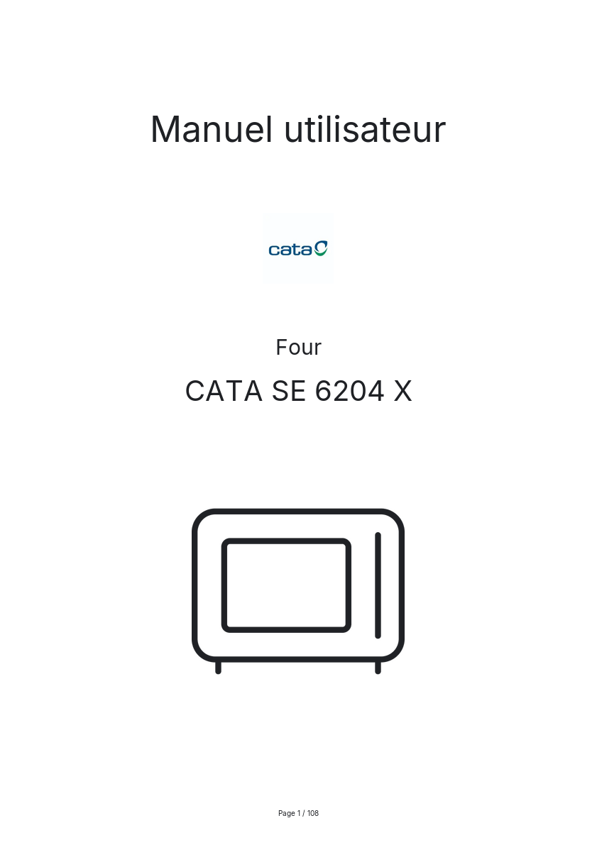 Page n°1 - Manuel utilisateur CATA SE 6204 X