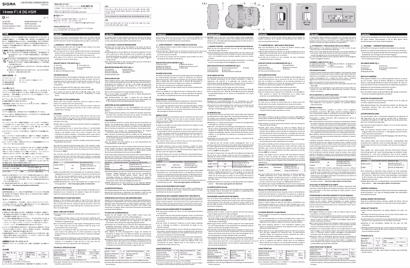 Page 1 de la notice Manuel utilisateur Sigma 14mm F1.8 DG HSM
