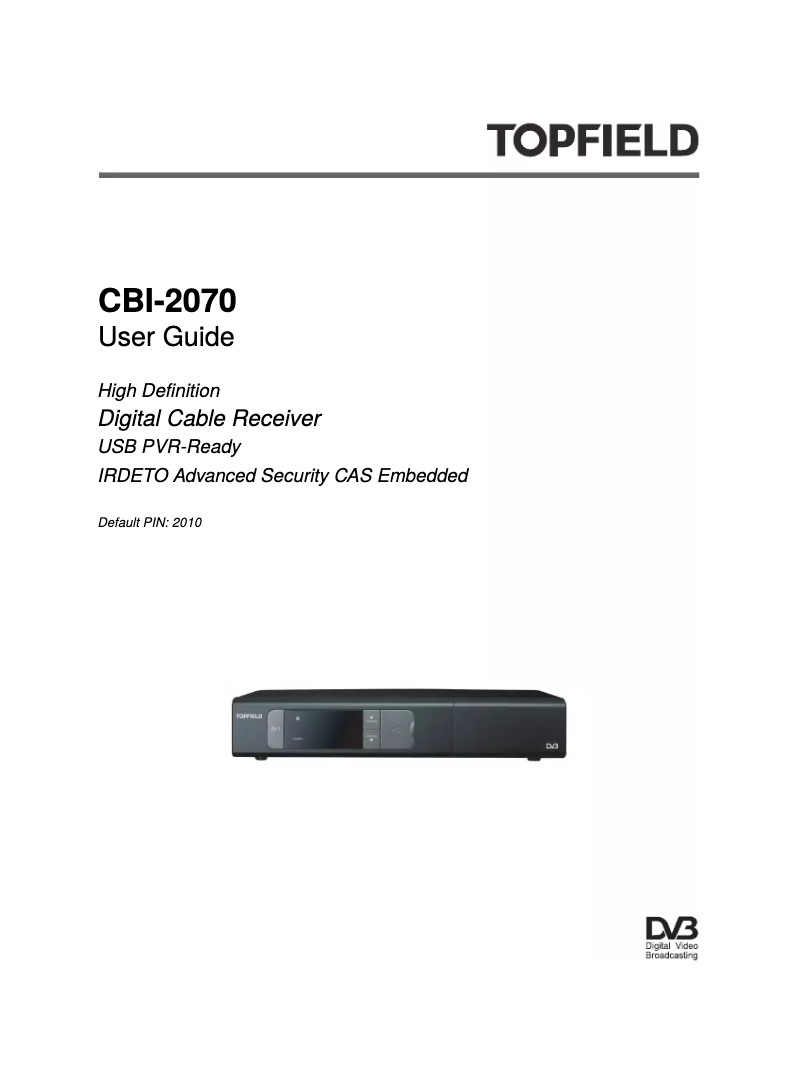 Page 1 de la notice Manuel utilisateur Topfield CBI-2070