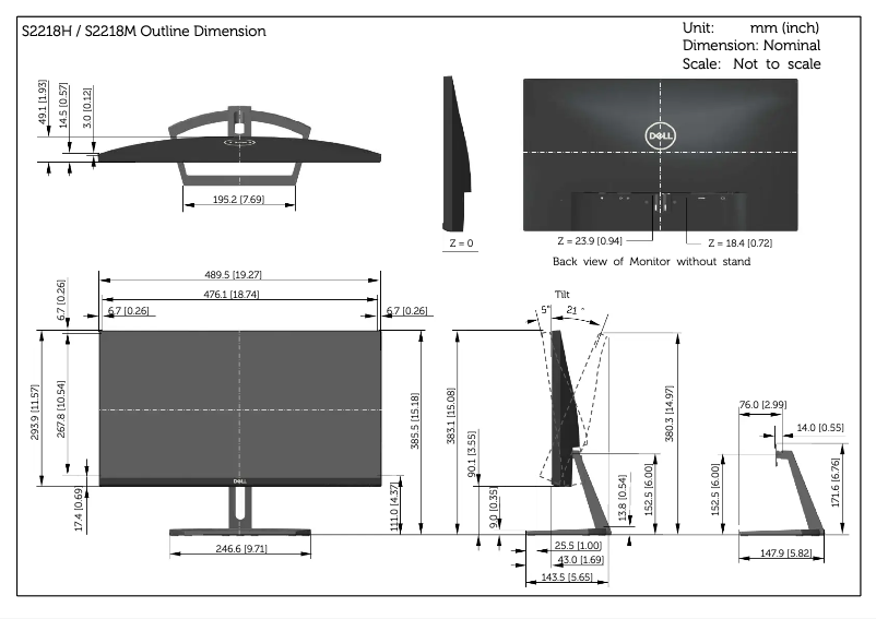 Page 1 de la notice Manuel utilisateur Dell S2218H