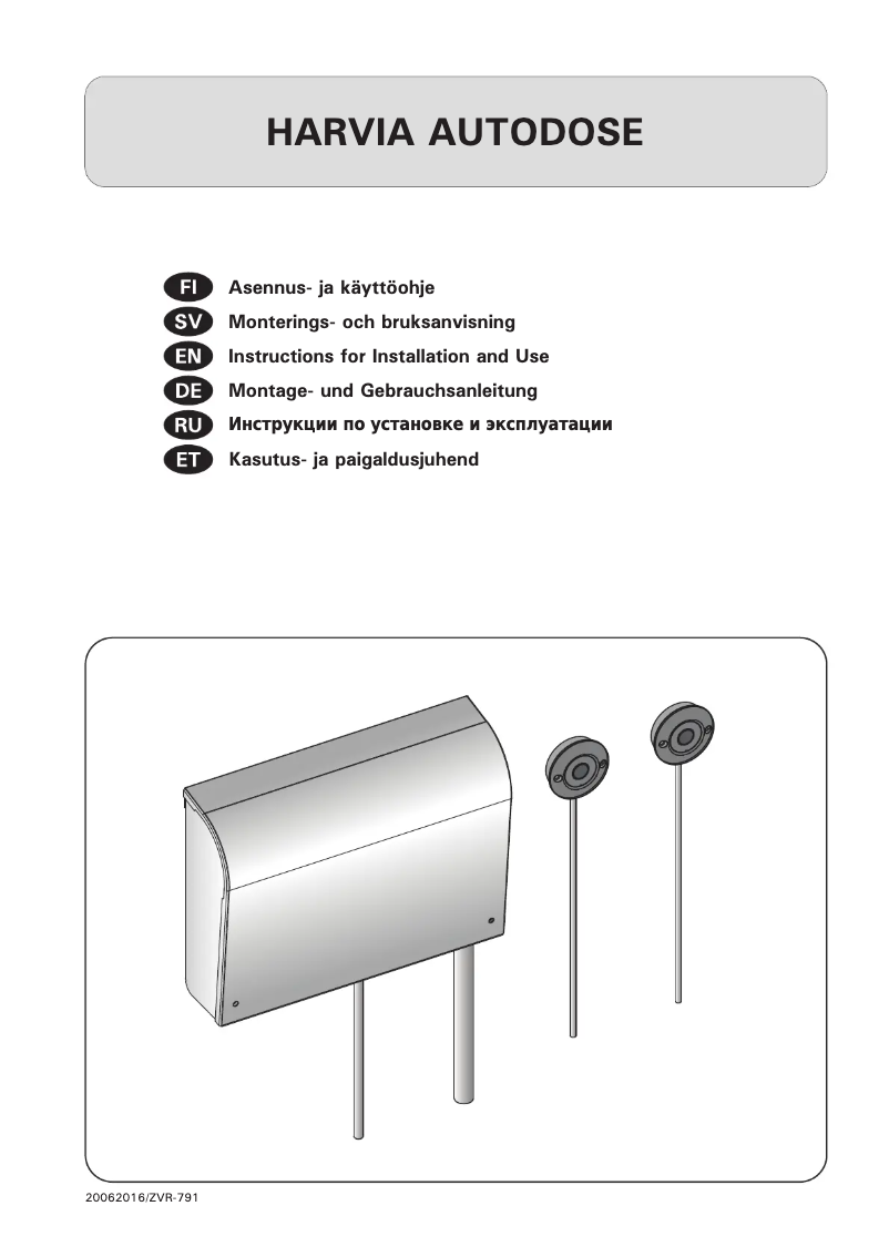 Page n°1 - Manuel utilisateur Harvia Autodose SASL1