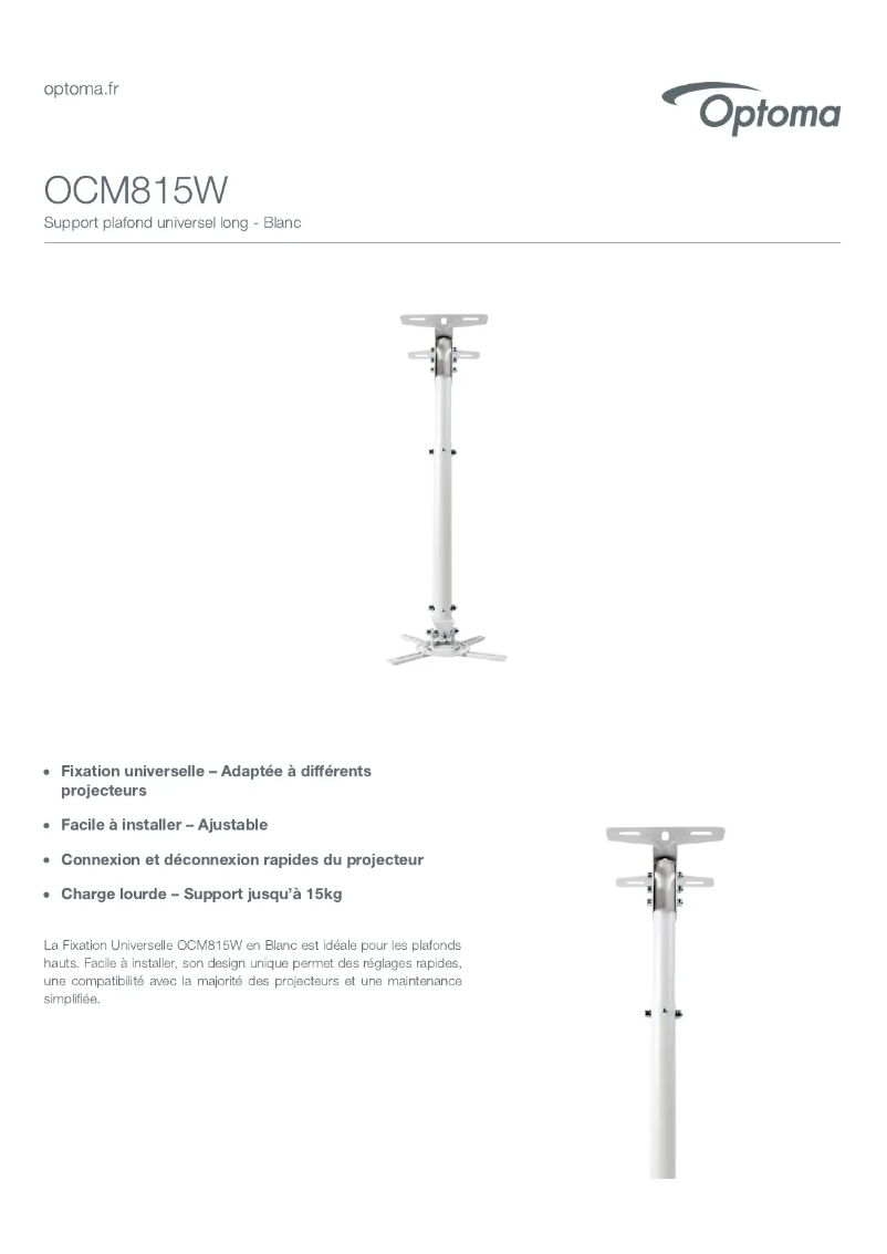 Page n°1 - Fiche technique Optoma OCM815W