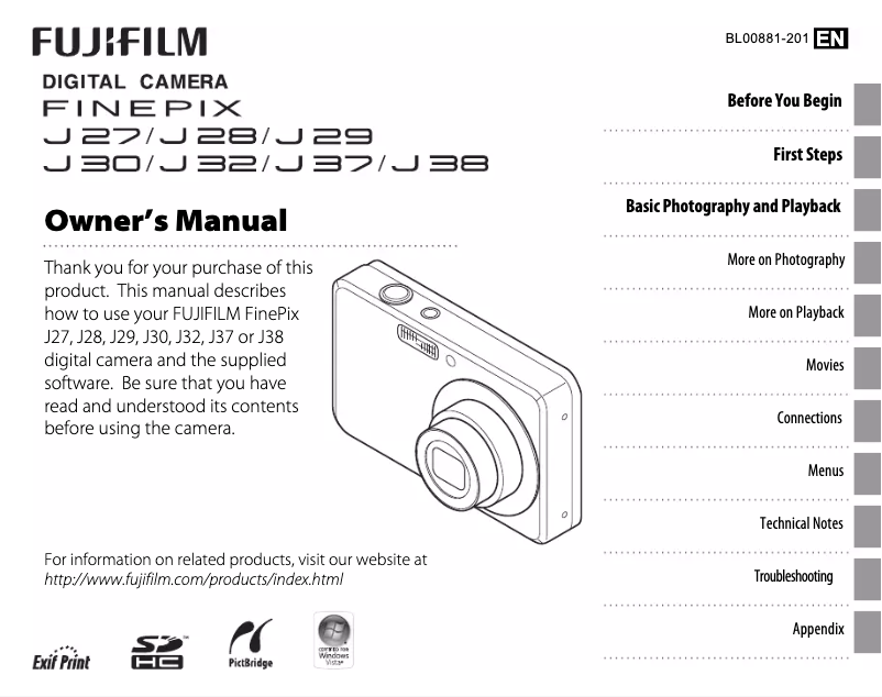 Page n°1 - Manuel utilisateur Fujifilm FinePix J29