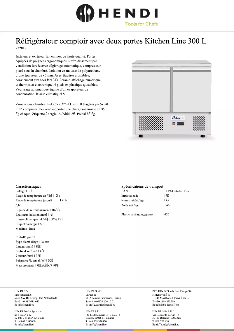 Page 1 de la notice Fiche technique Arktic 232019