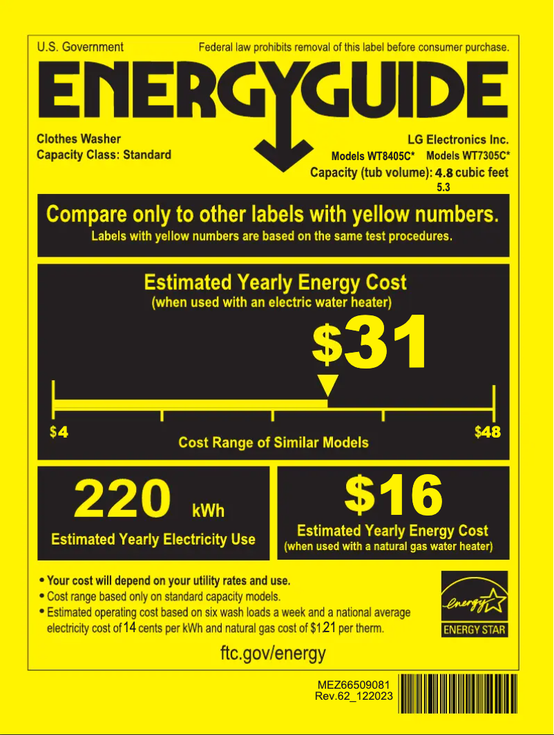 Página 1 del manual Etiqueta energética LG WT8405CW