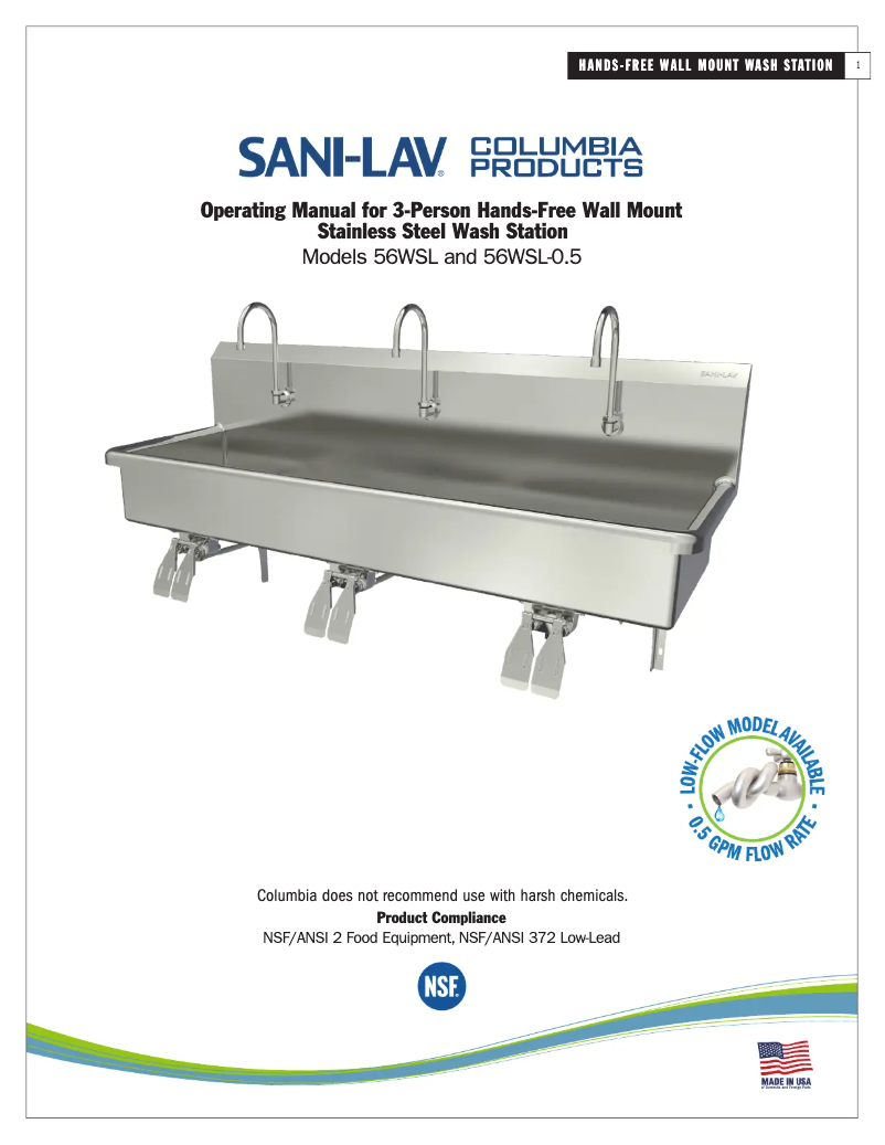 Page n°1 - Manuel utilisateur Sani-Lav 56WSL