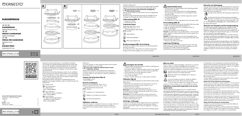 Page 1 de la notice Manuel utilisateur Ernesto IAN 376263