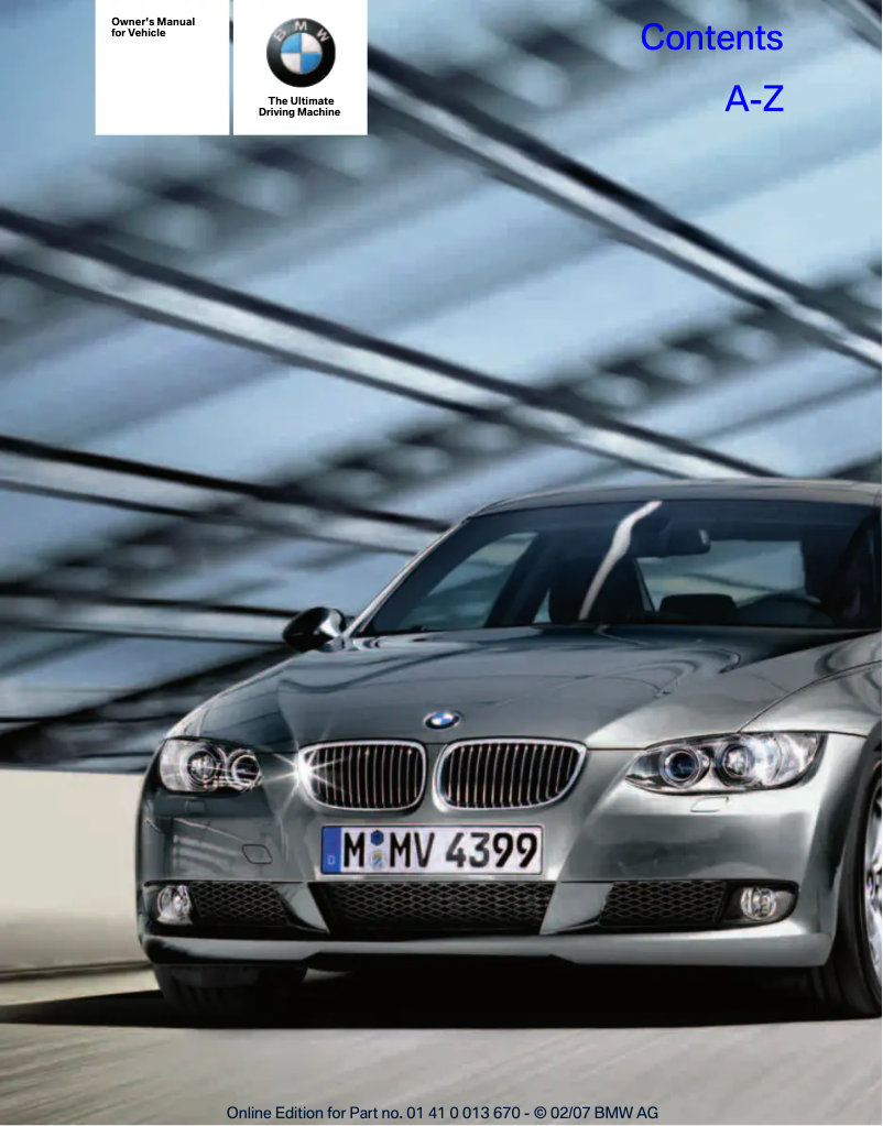 Page 1 de la notice Manuel utilisateur BMW 328i Convertible (2007)