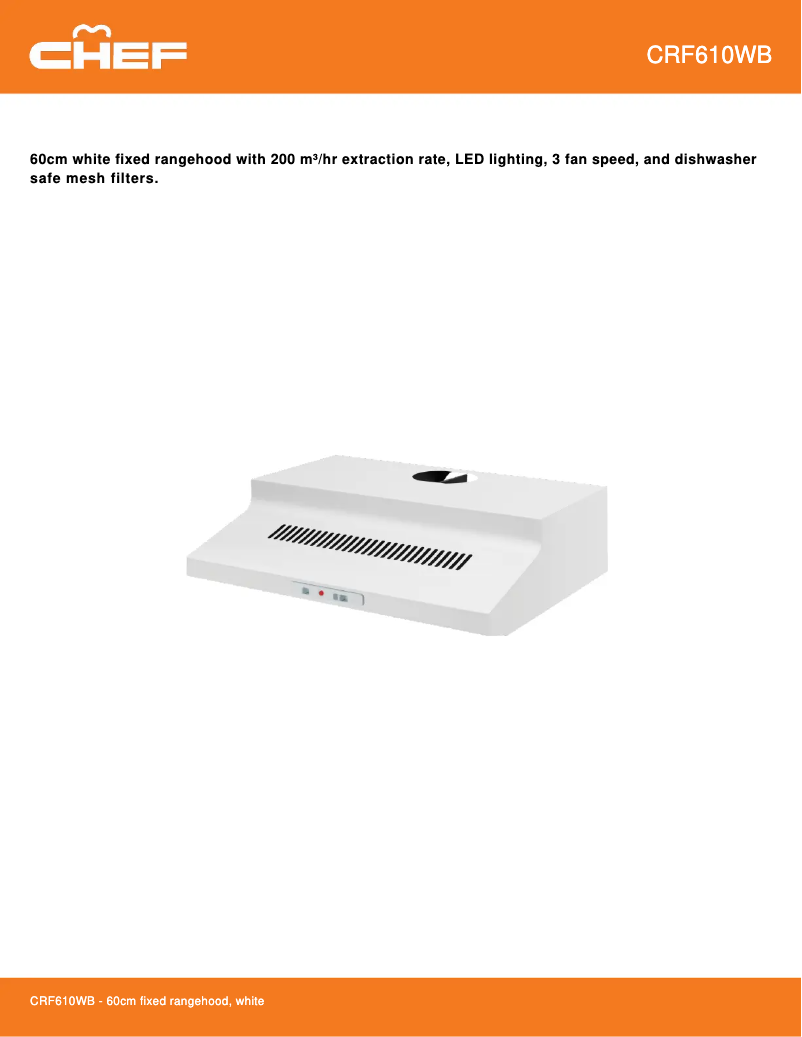 Page 1 de la notice Fiche technique Chef CRF610WB