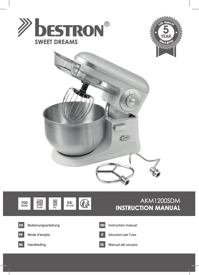 Page n°1 - Manuel utilisateur Bestron Sweet Dreams AKM1200SDM