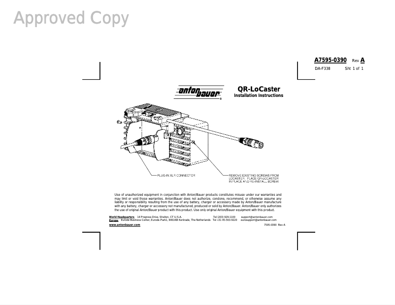 Page n°1 - Manuel utilisateur Anton/Bauer QR-LoCaster