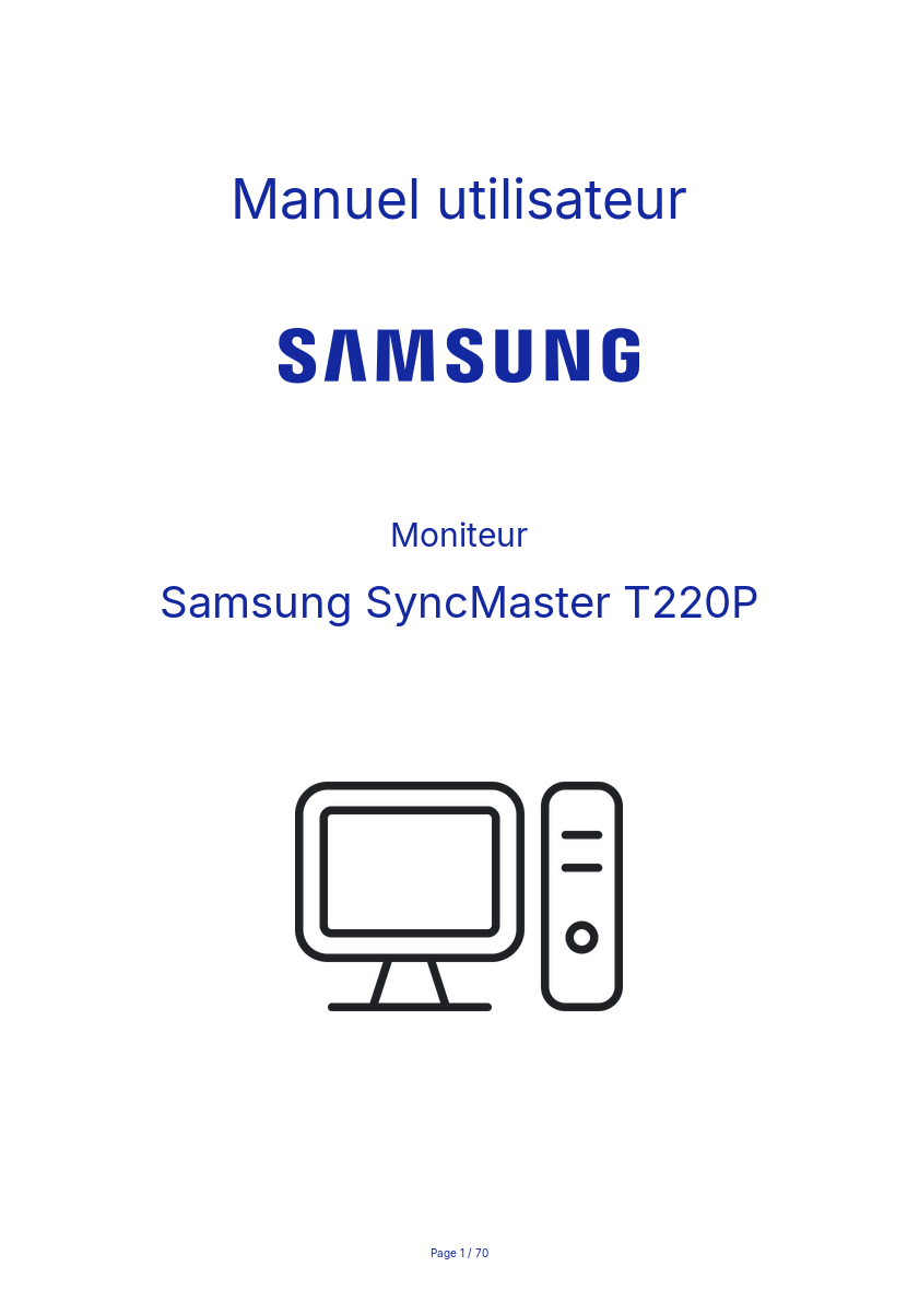 Page n°1 - Manuel utilisateur Samsung SyncMaster T220P