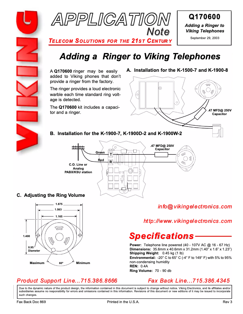 Página 1 del manual Manual de usuario Viking K-1900D-2