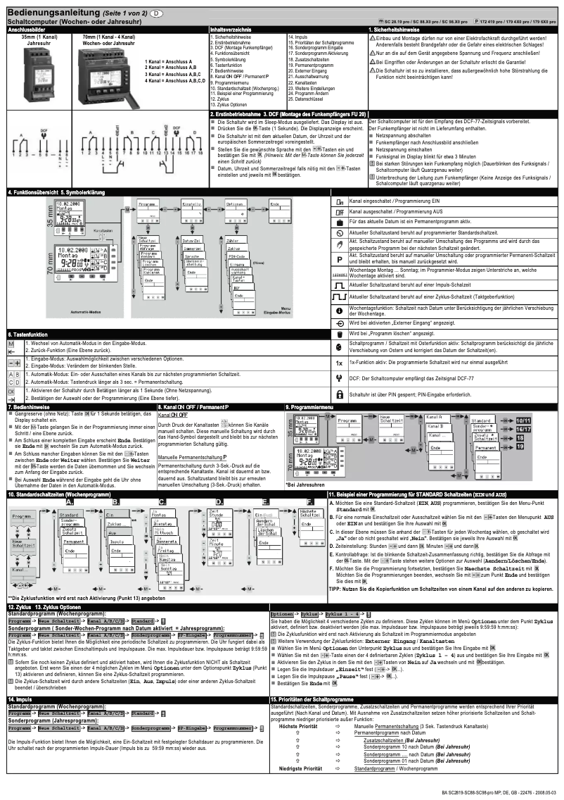 Image de la première page du manuel de l'appareil SC 28.19 pro