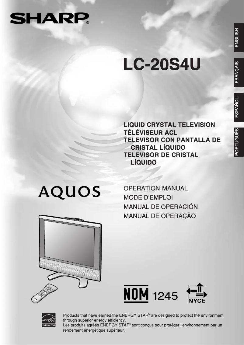 Image de la première page du manuel de l'appareil Aquos LC-20S4US