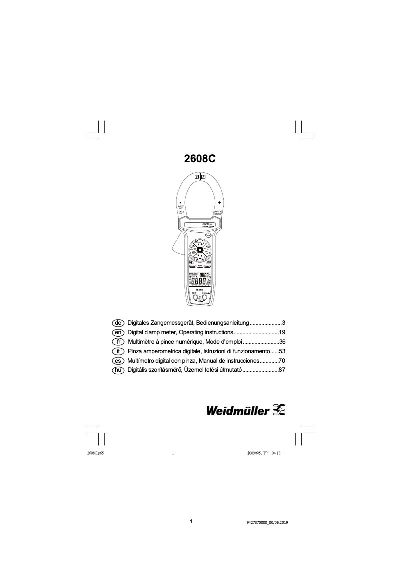Page 1 de la notice Manuel utilisateur Weidmüller 2608C
