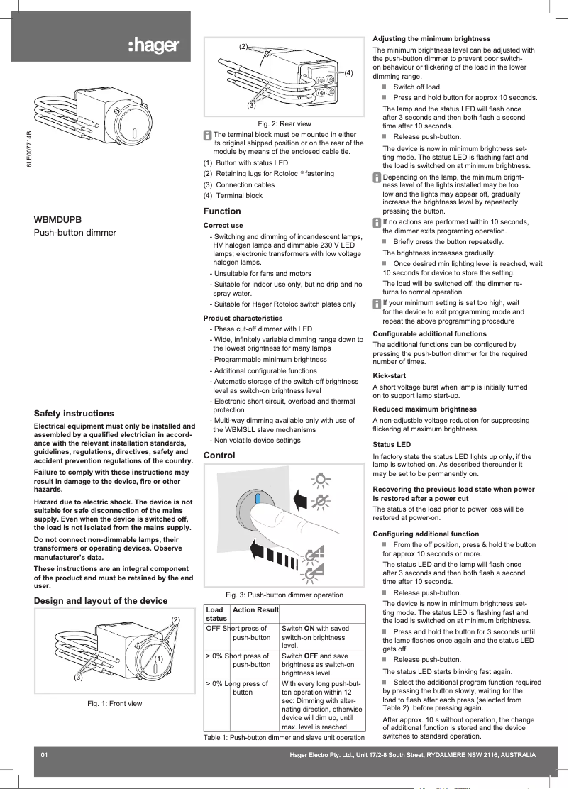 Page 1 de la notice Manuel utilisateur Hager WBMDUPB